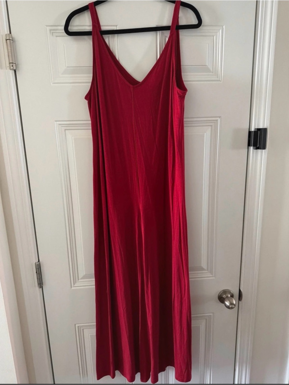 Athleta Red V-Neck Maxi Slip Dress